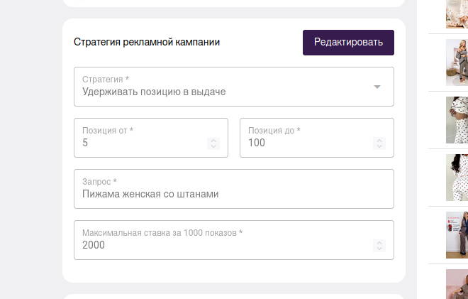 Удержание позиций товара в поисковой выдаче Вайлдберриз с помощью биддера